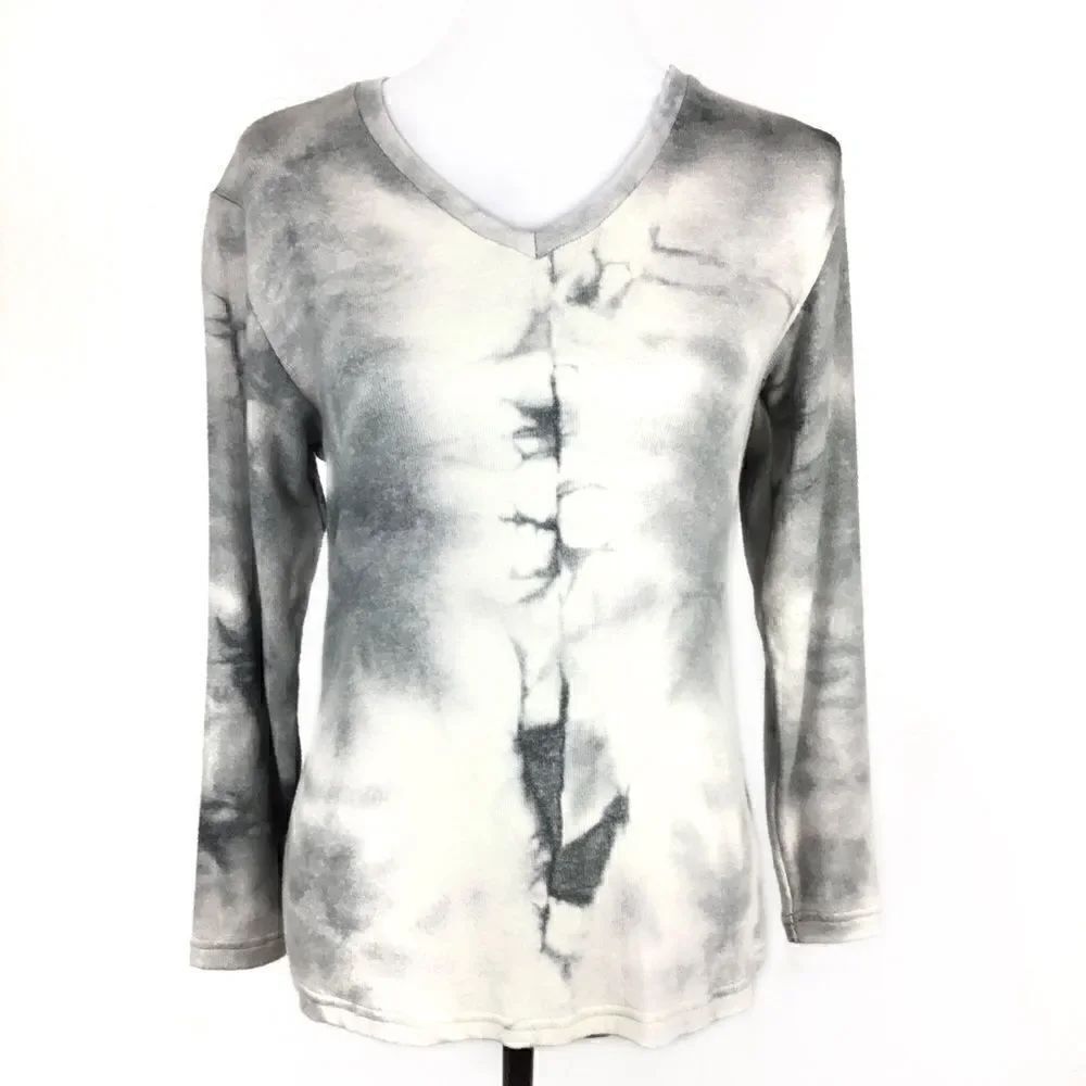 American Eagle Outfitters Sweater Plush Tie Dye Grey Black Junior Large